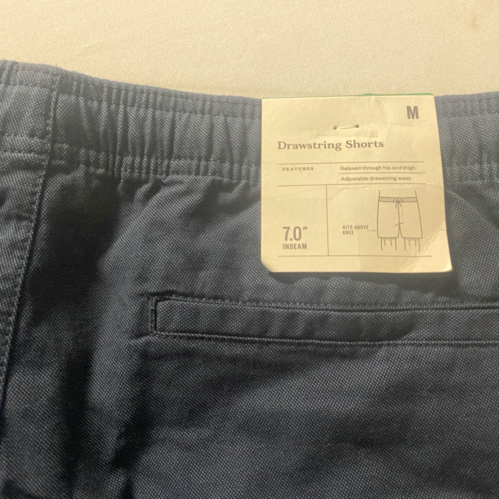 Goodfellow & Co Mens New Navy Cotton blend Casual Drawstring Shorts 7” inseam - Picture 4 of 5